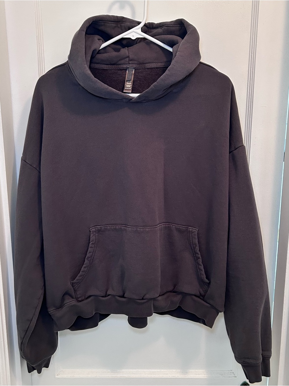 SKIMS Dark Gray Cropped Cotton Hoodie Pullover Sweatshirt Women’s 2X